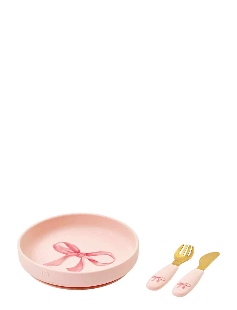 Elodie Details - Silicone Plate Set Rosy Bow - Õhtusöögikomplektid - rosy bow - 1
