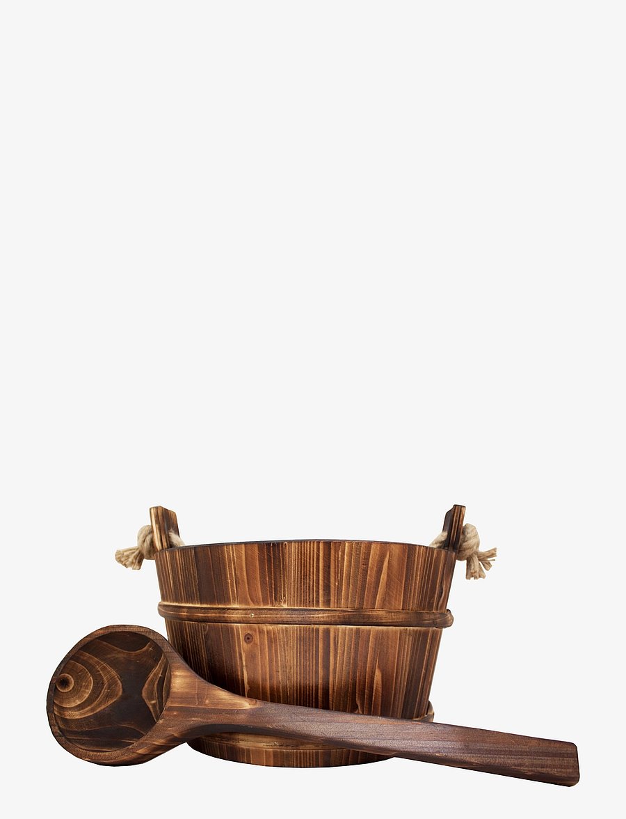 Emendo - Bucket with a rope + ladle - bastu hinkar & skopor - brown - 1