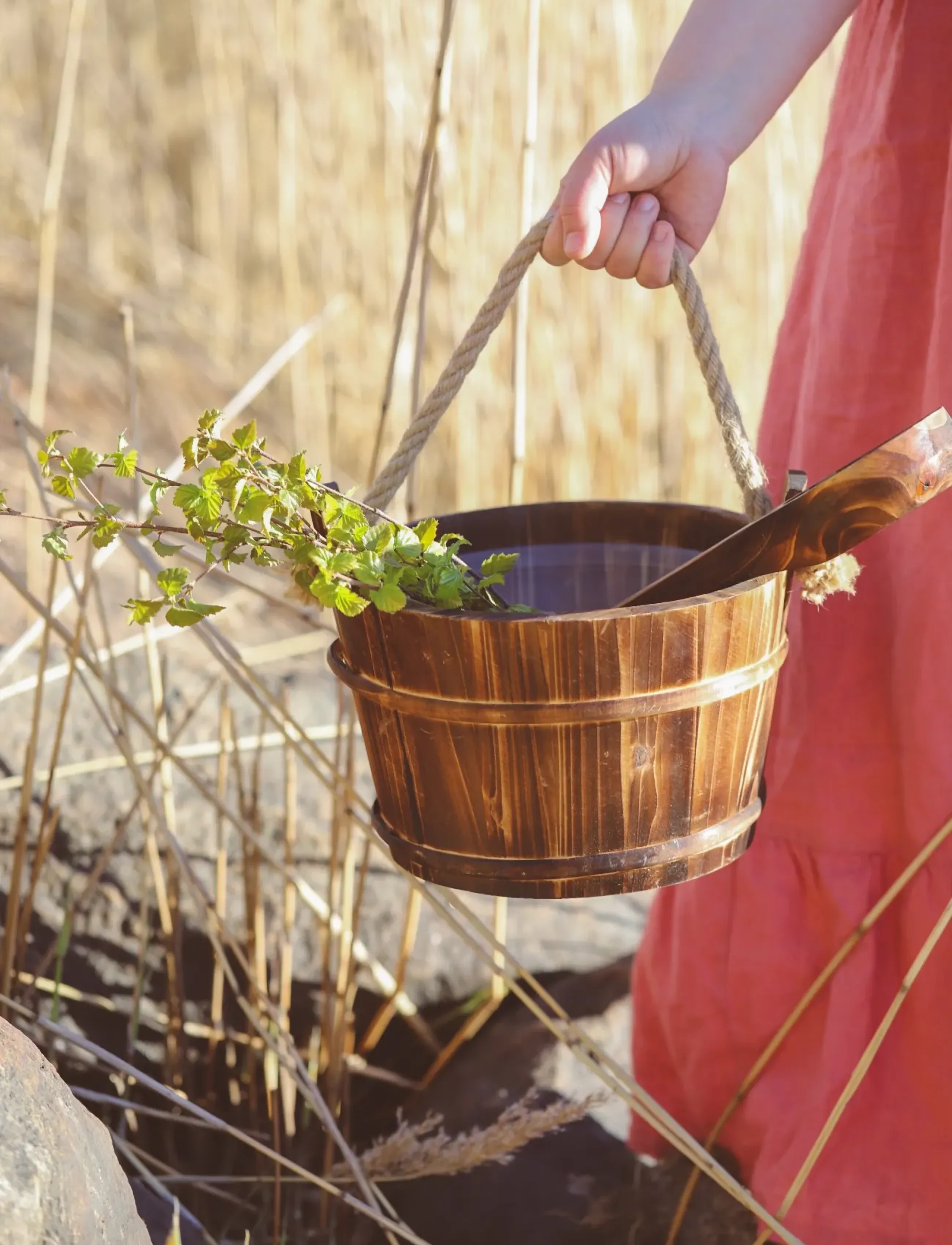 Emendo Bucket With A Rope + Ladle, One Size, Nude, Skin Care > Accessories For Sauna, Dame
