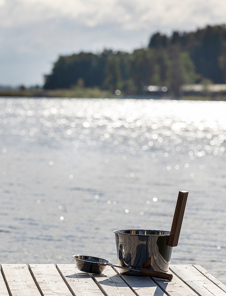 Emendo - Sauna bucket + ladle, steel - bastuhinkar & bastuskopor - steel - 0
