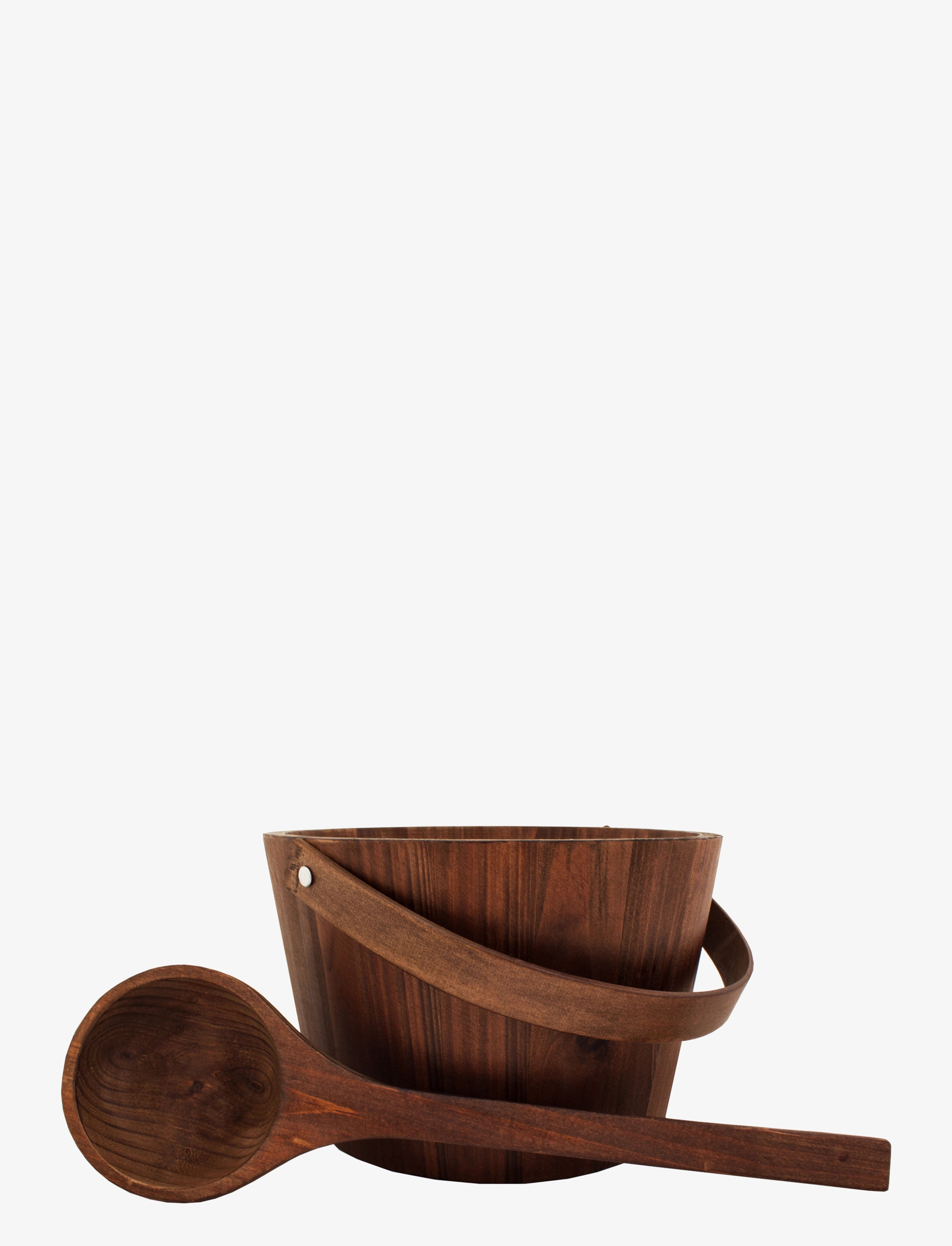 Emendo Wooden pail + ladle - Bastu - BROWN / clear