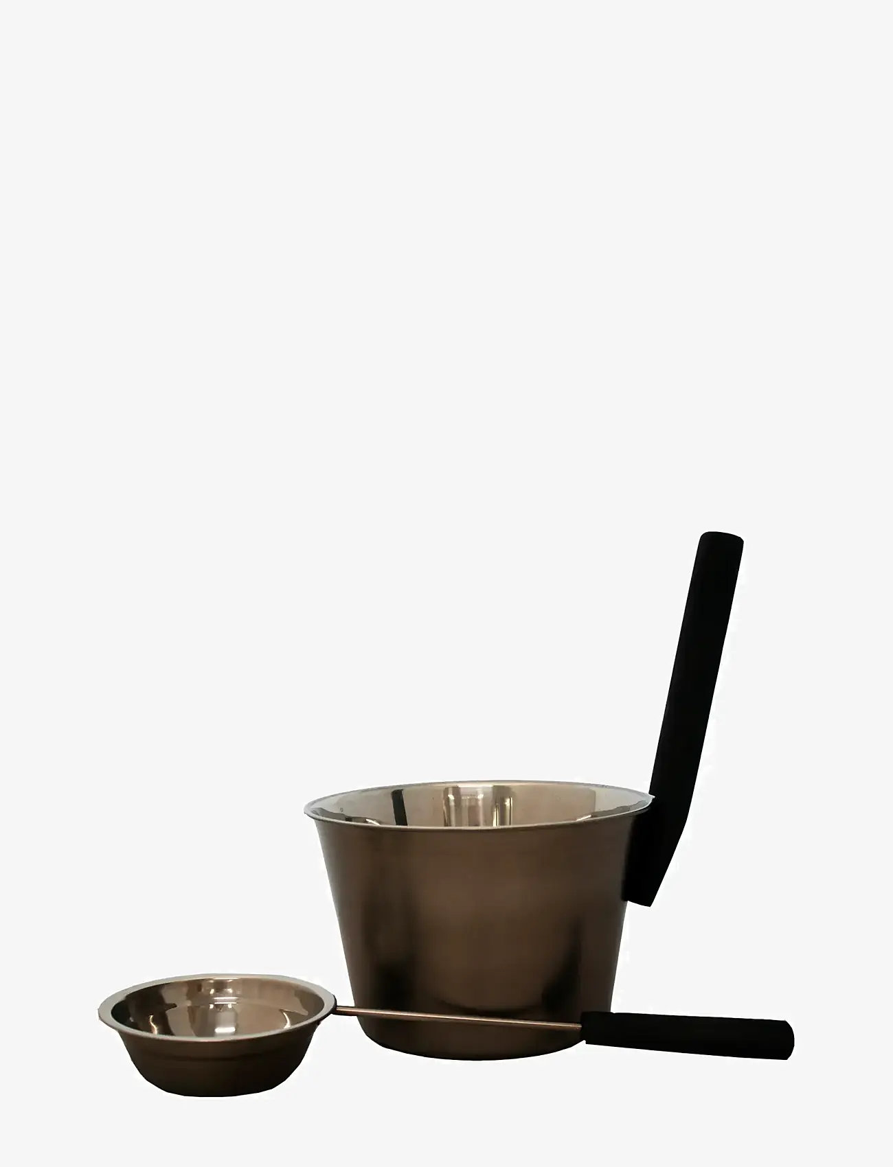 Emendo - Dark grey sauna bucket and ladle, steel - sauna spande & slever - grey - 0