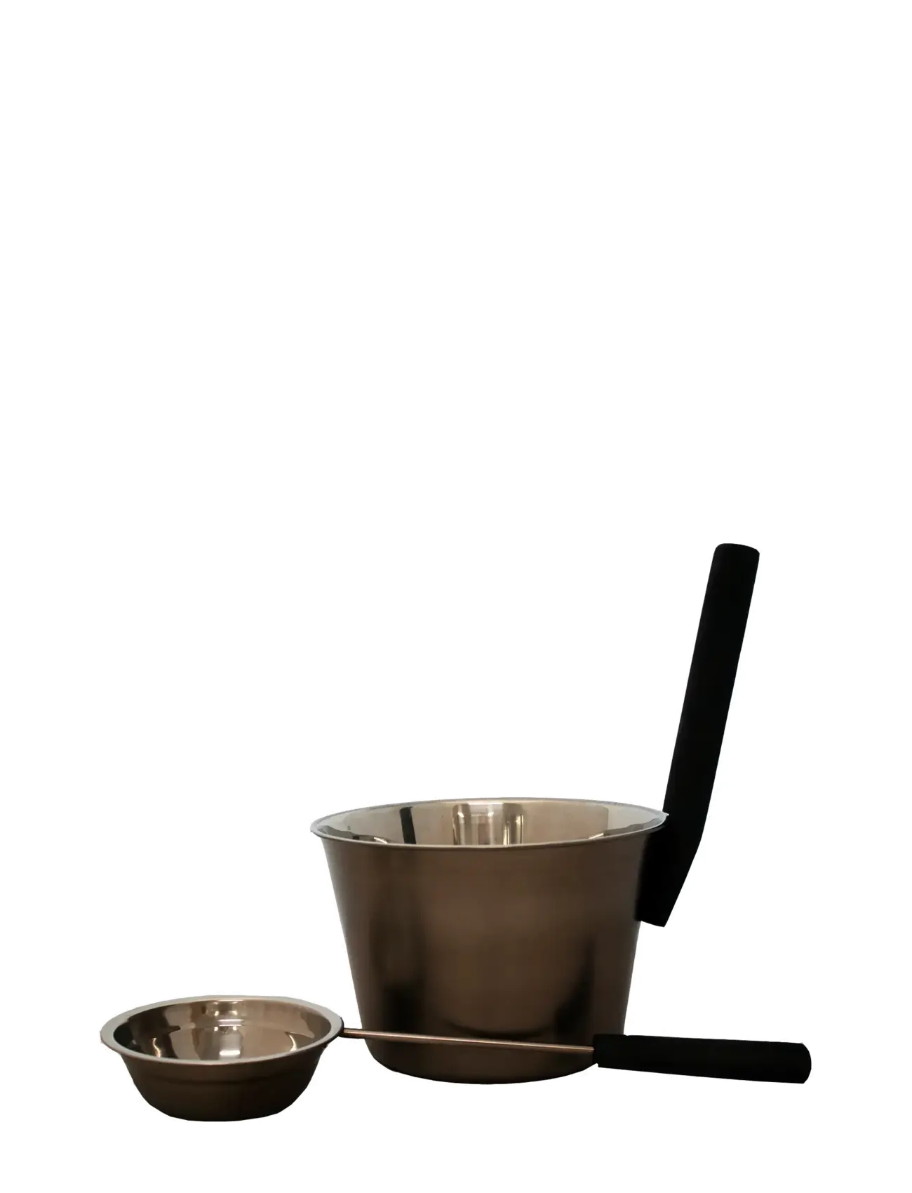 Emendo Dark grey sauna bucket and ladle, steel - Bastu - GREY / brown