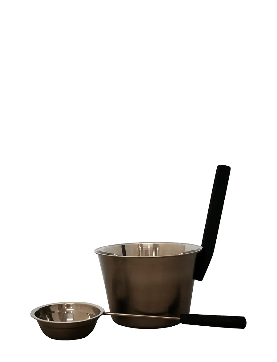 Emendo - Dark grey sauna bucket and ladle, steel - bastu hinkar & skopor - grey - 1