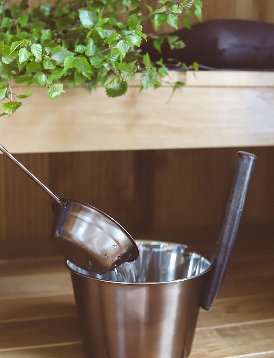 Emendo - Dark grey sauna bucket and ladle, steel - bastu hinkar & skopor - grey - 0