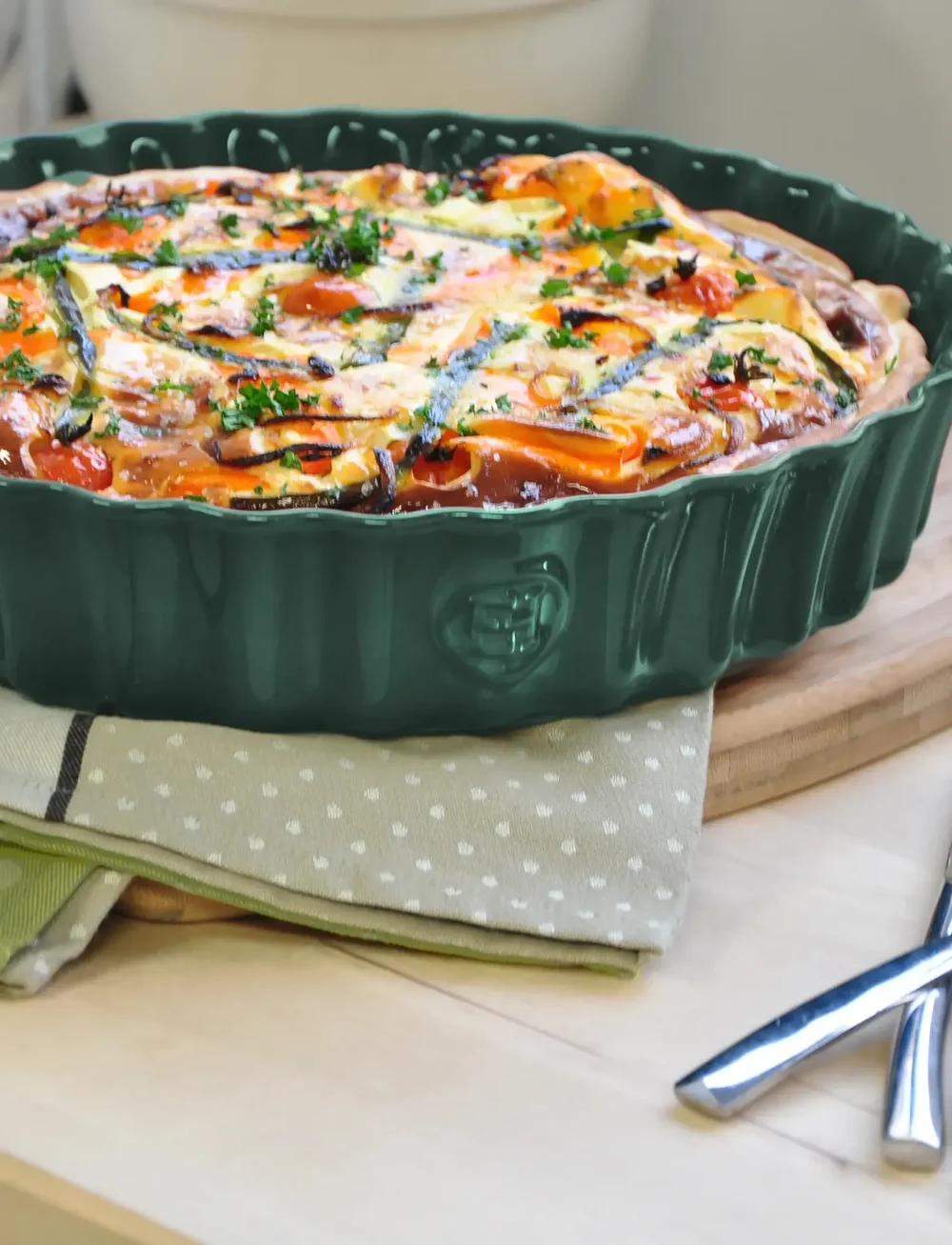 Emile Henry - Deep Flan Dish - 28 cm - kuchenformen - petrol - 2