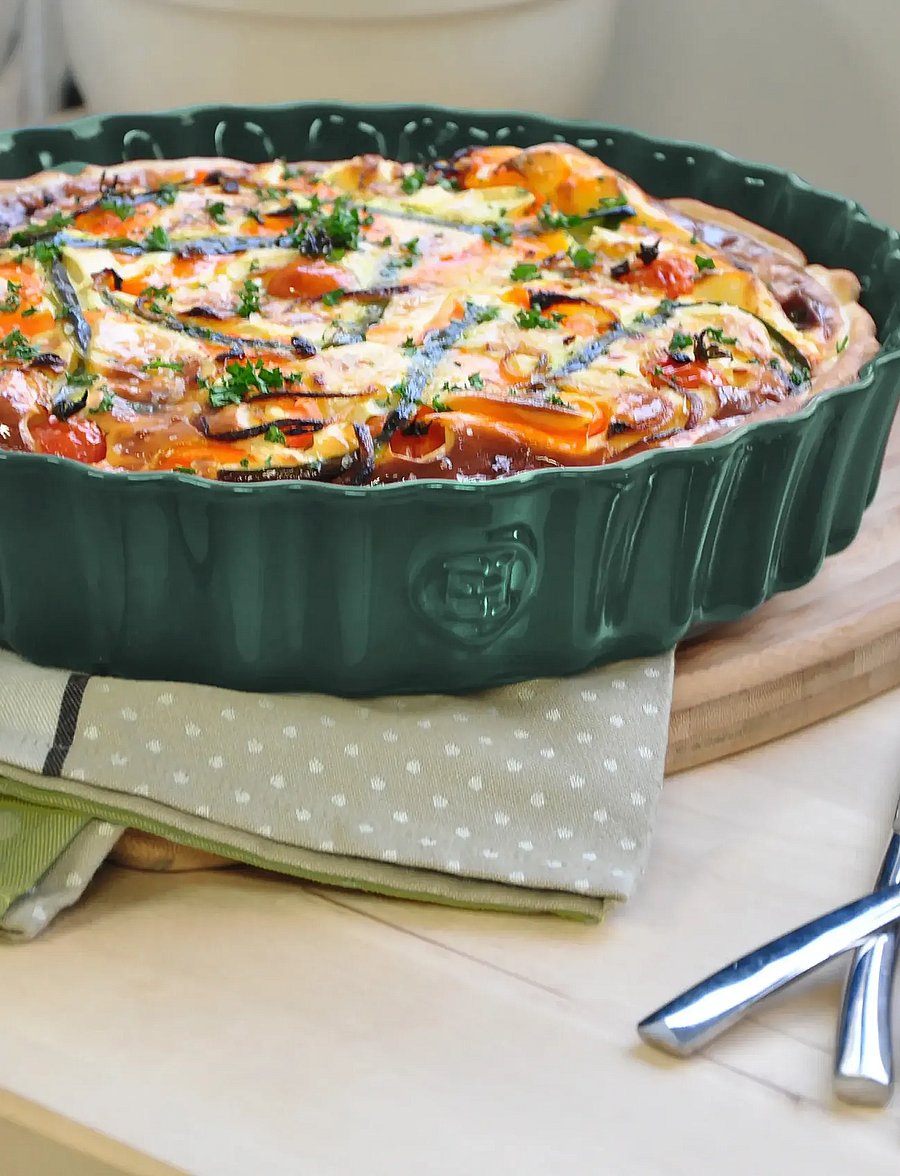 Emile Henry - Deep Flan Dish - 28 cm - kuchenformen - petrol - 2