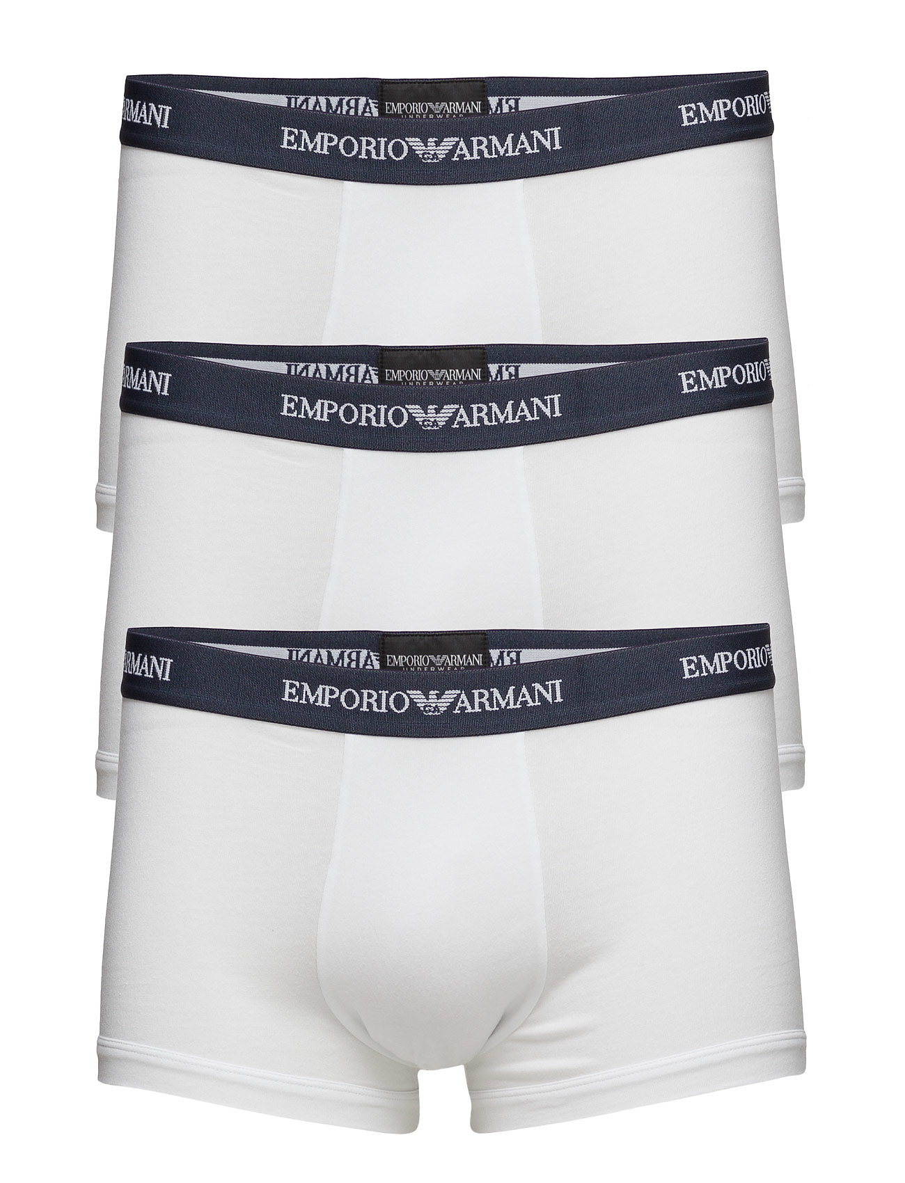 Emporio Armani Mens Knit 3-Pack Trunks - White - S