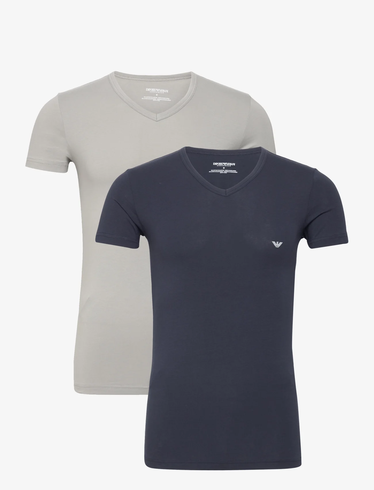 Emporio Armani - MENS KNIT 2PACK T-SHIRTS - basic t-shirts - 13742-grigio/marine - 0