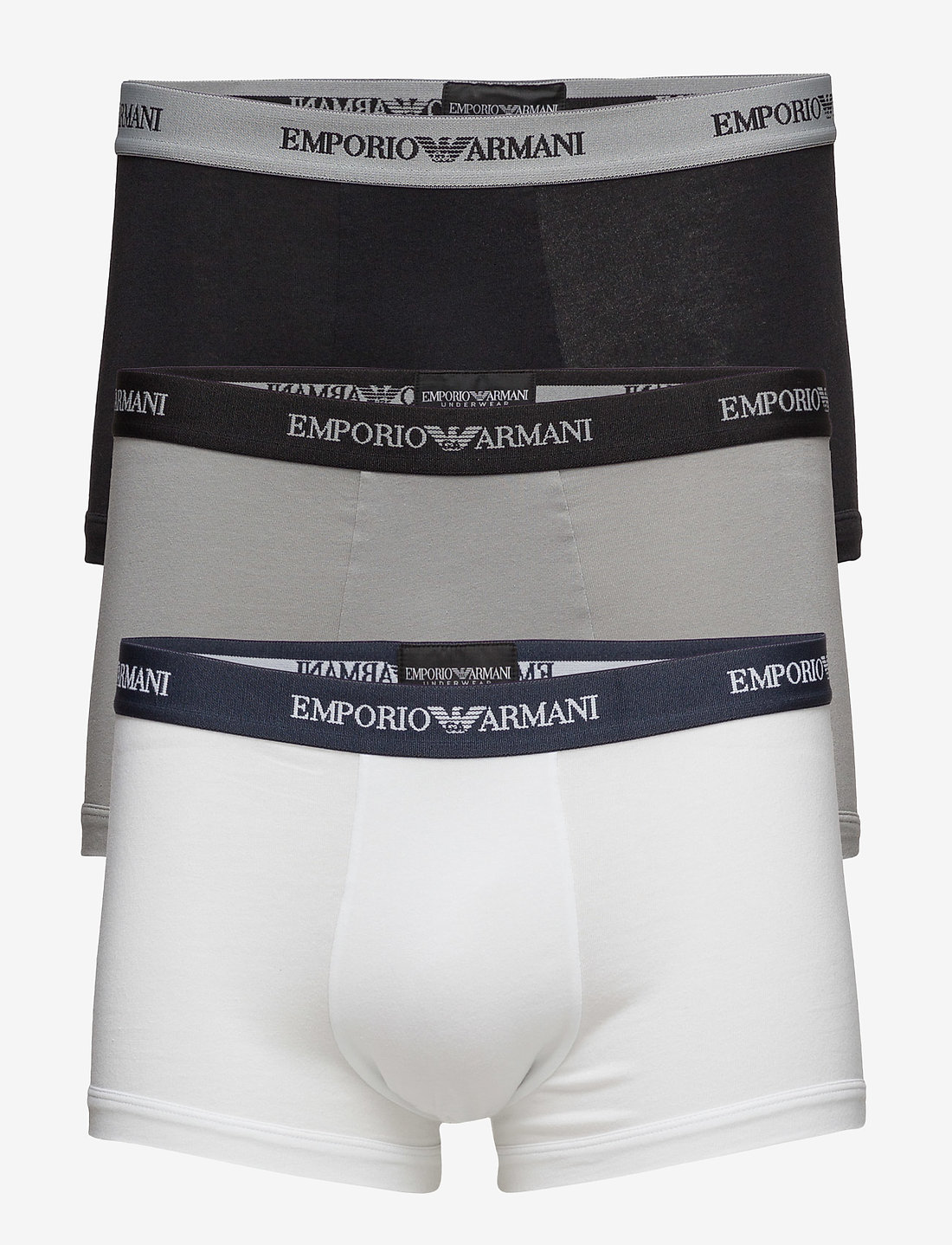 Emporio Armani - MENS KNIT 3-PACK TRUNKS - alushousut monipakkauksessa - bianco/nero/grigio - 0