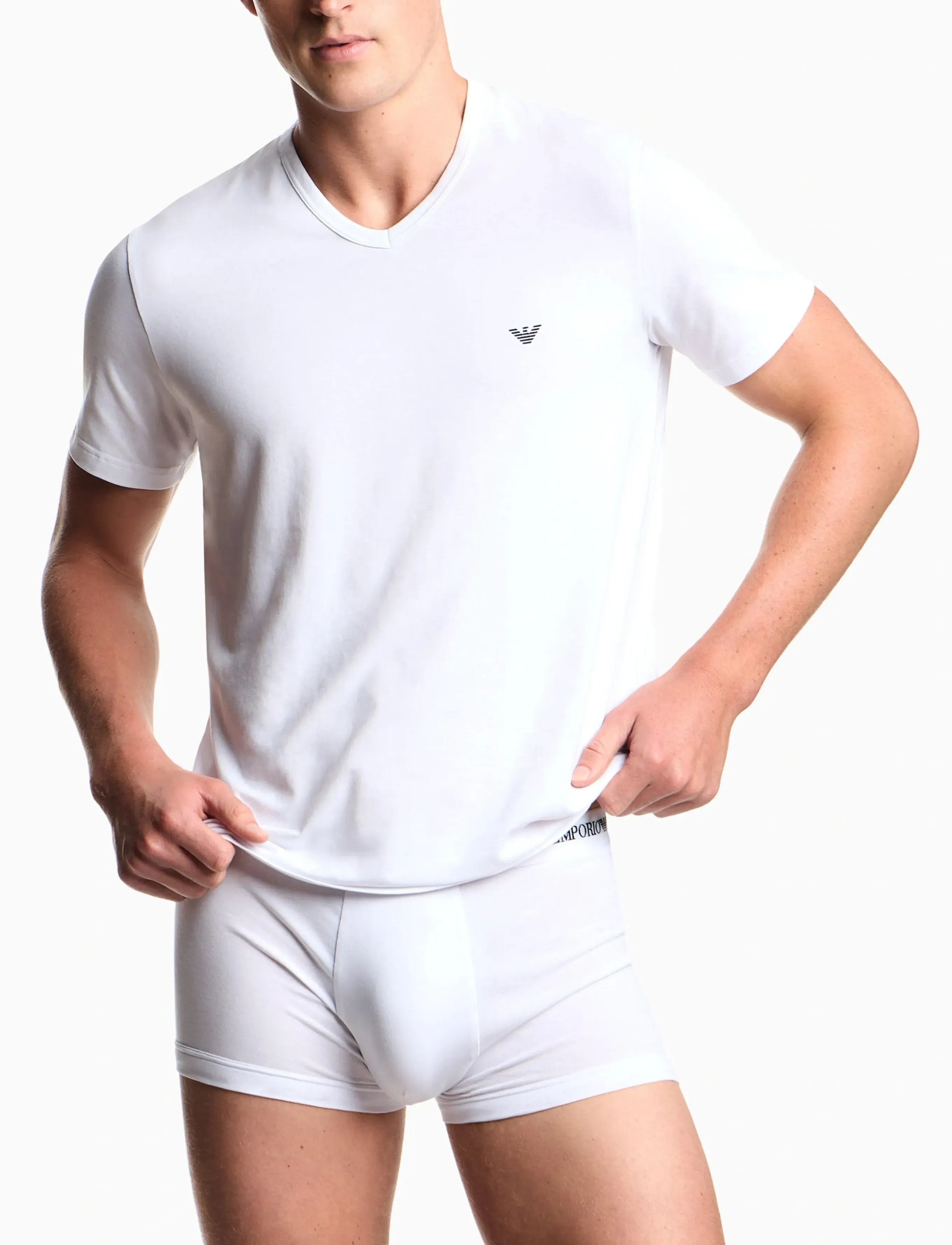 Emporio Armani 2 Pack Top, S, White, T-Shirts > Kortærmede, Herre