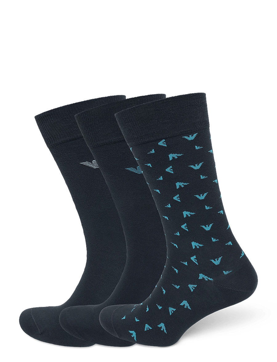 Emporio Armani - SOCKS SET - skarpety za kostkę - arm.blu/eagle octan/ - 0