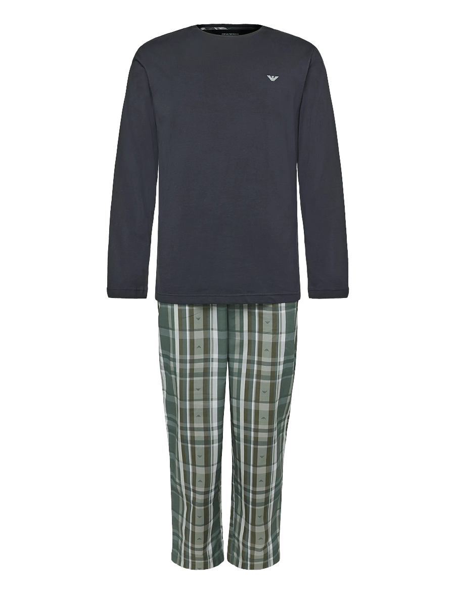 Emporio Armani - NIGHTWEAR PYJAMA - pyjamasets - blk/check eagle leaf - 1