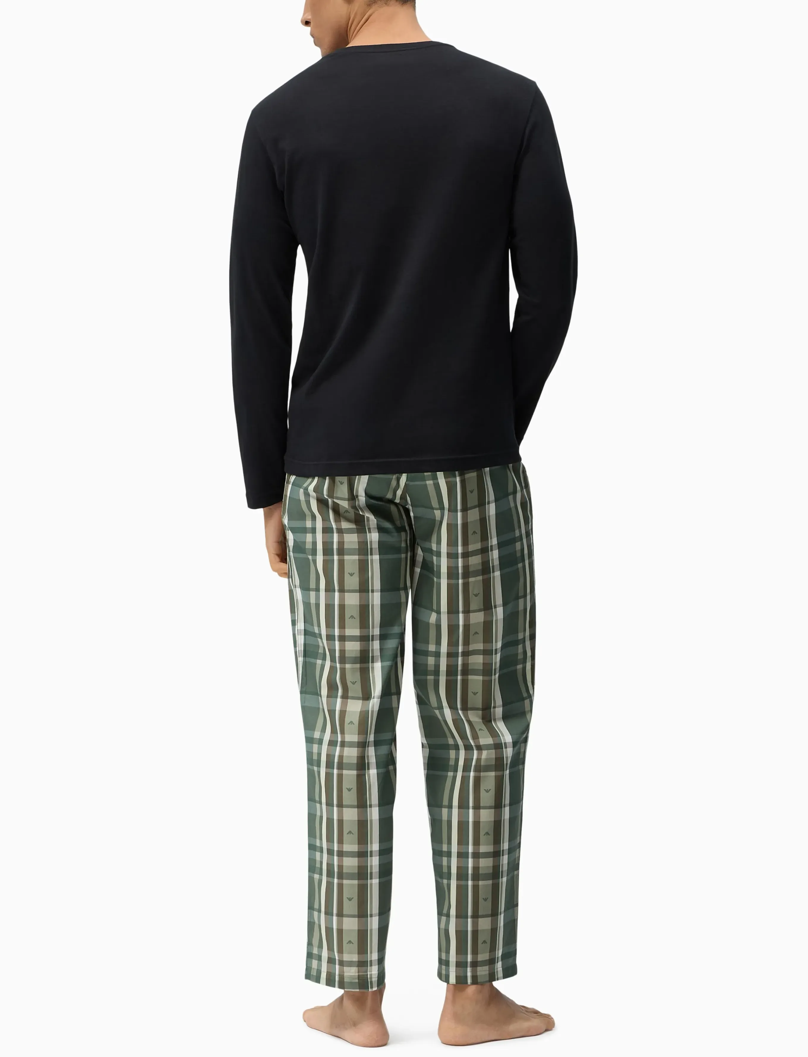 Emporio Armani - NIGHTWEAR PYJAMA - pyjamasets - blk/check eagle leaf - 5