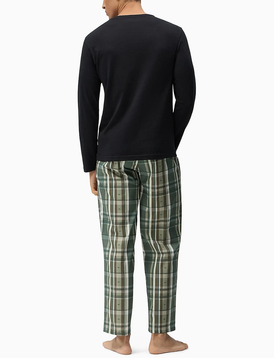 Emporio Armani - NIGHTWEAR PYJAMA - pyjamasets - blk/check eagle leaf - 5