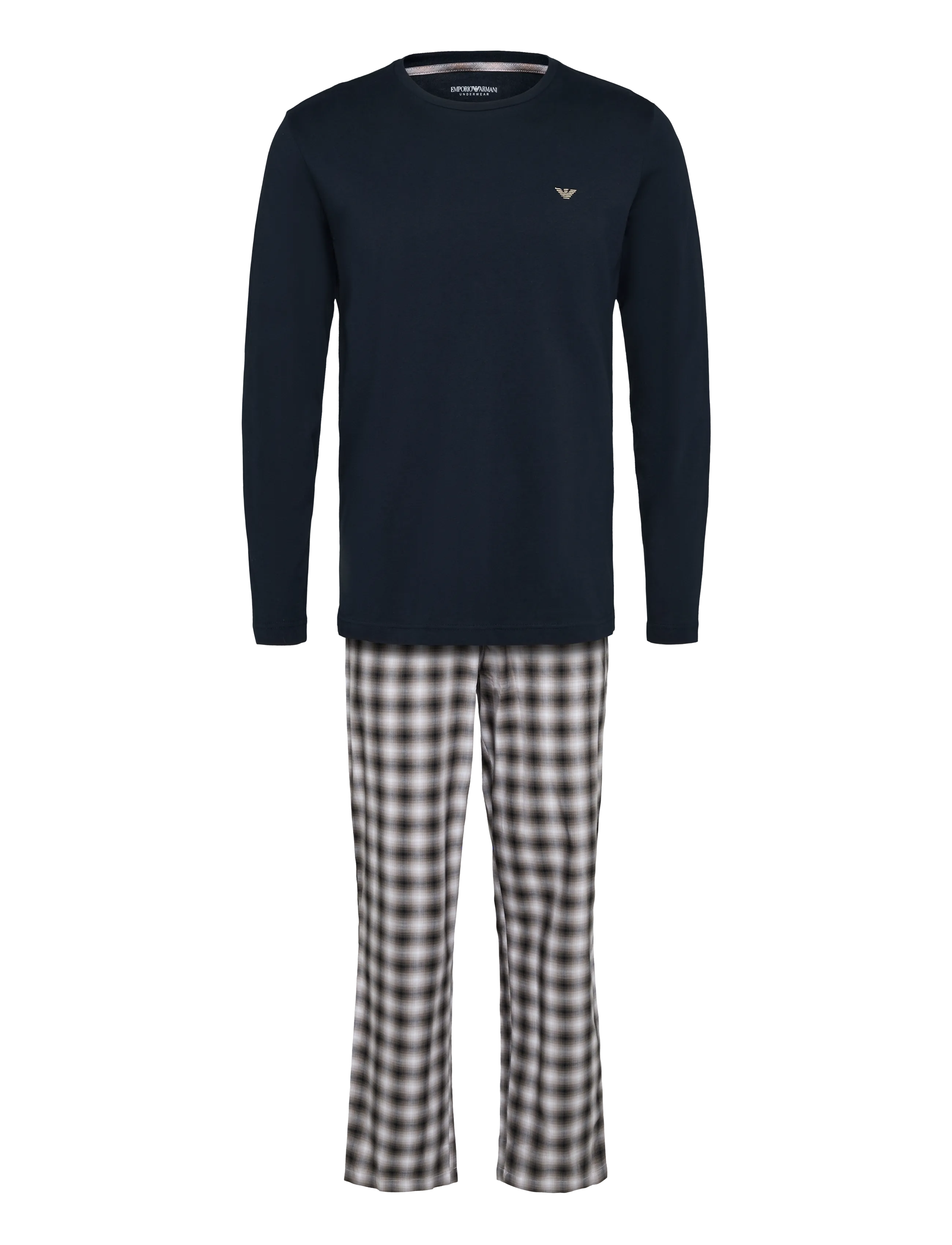 Emporio Armani NIGHTWEAR PYJAMA - Emporio Armani - BLU/BROWN BIG CHECK / navy