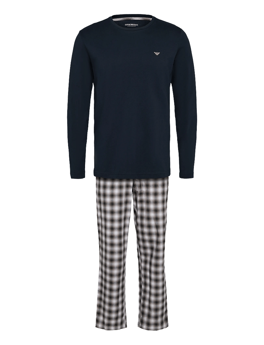Emporio Armani - NIGHTWEAR PYJAMA - pyjamasets - blu/brown big check - 0