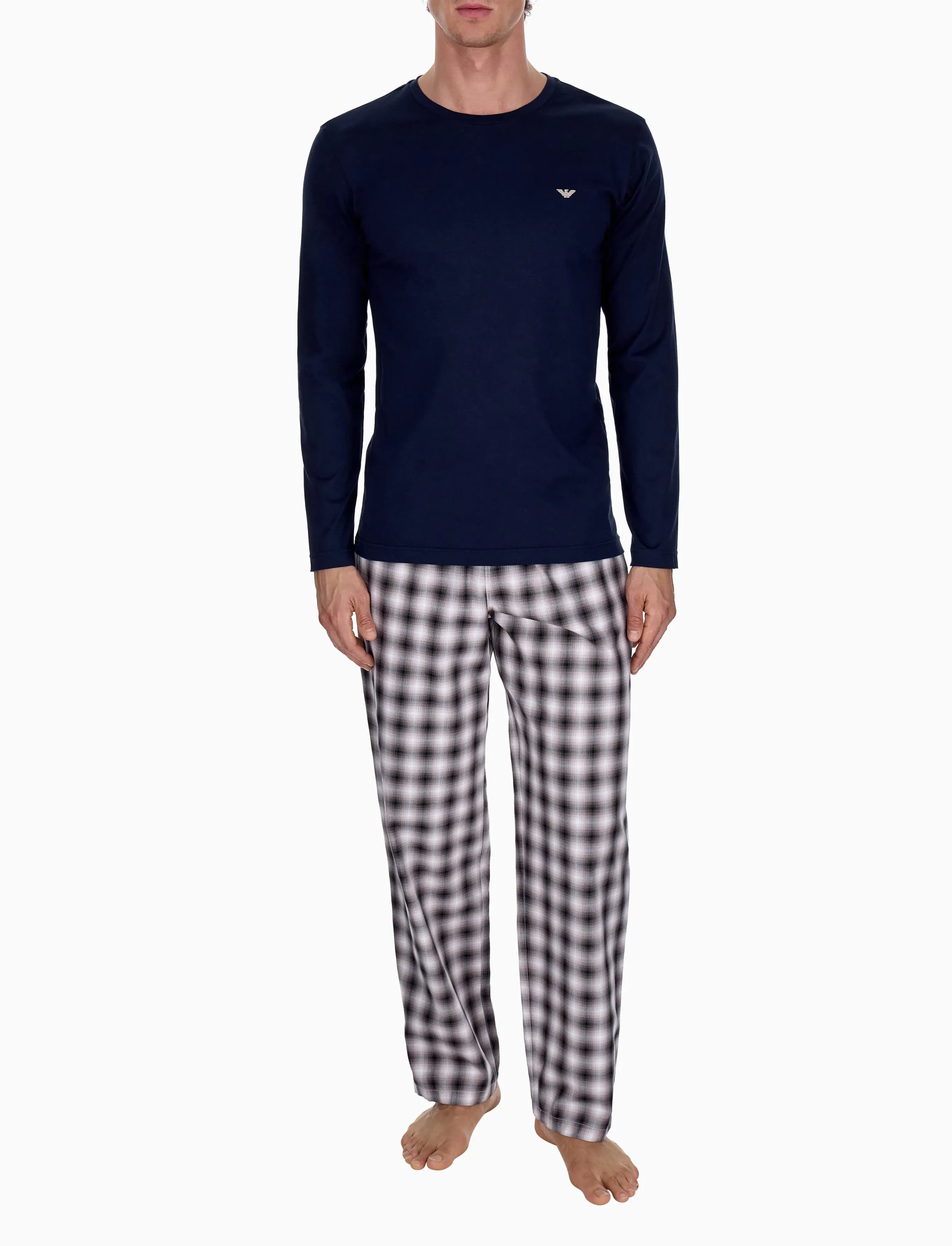 Emporio Armani - NIGHTWEAR PYJAMA - pyjama sets - blu/brown big check - 0