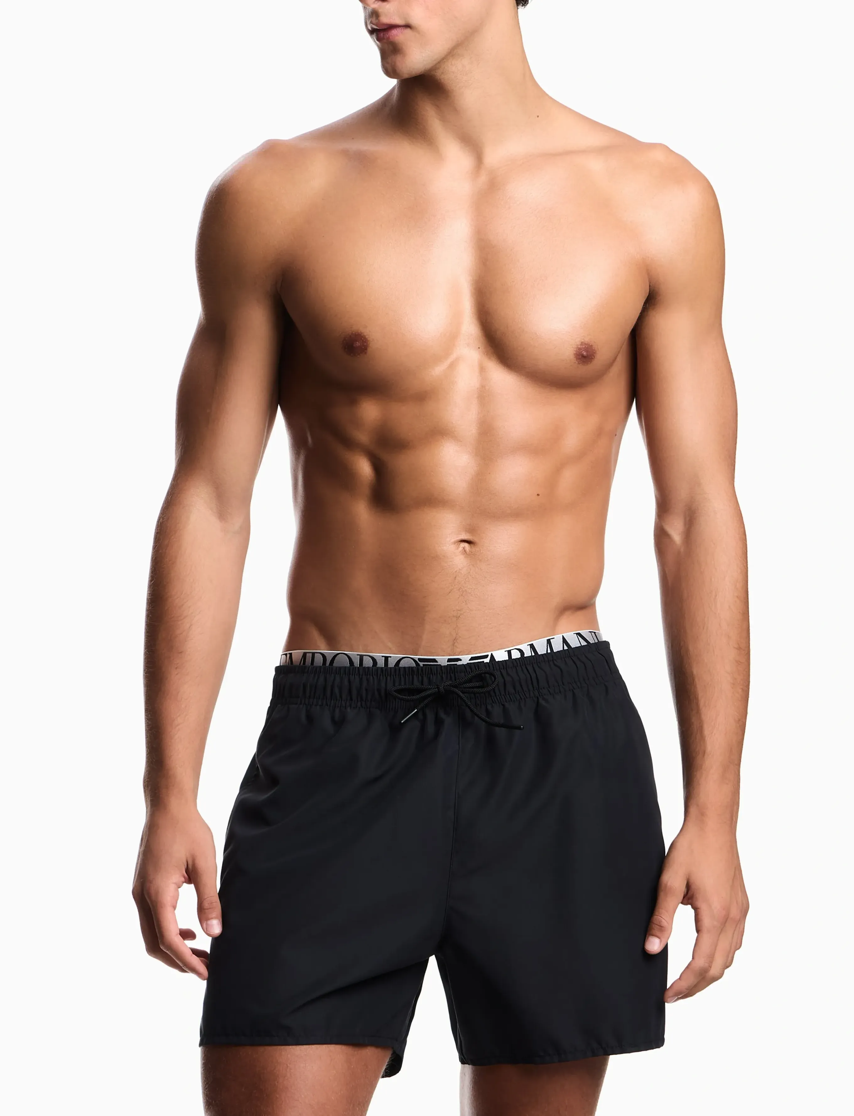 Emporio Armani Boxer Beachwear, Mænd, Boxer Badeshorts, Sort, Str: S