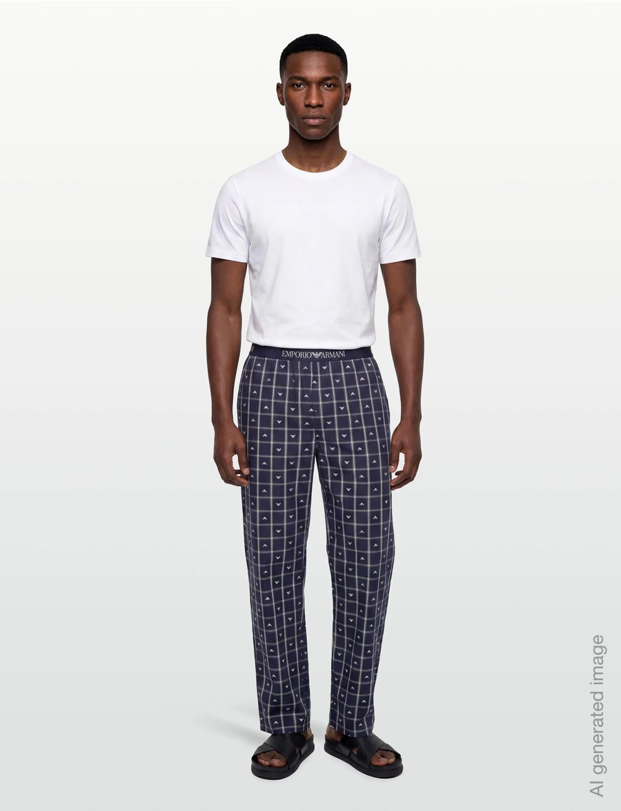 Emporio Armani - NIGHTWEAR PANTS - natbukser - check eagle ar.bl-nu - 0