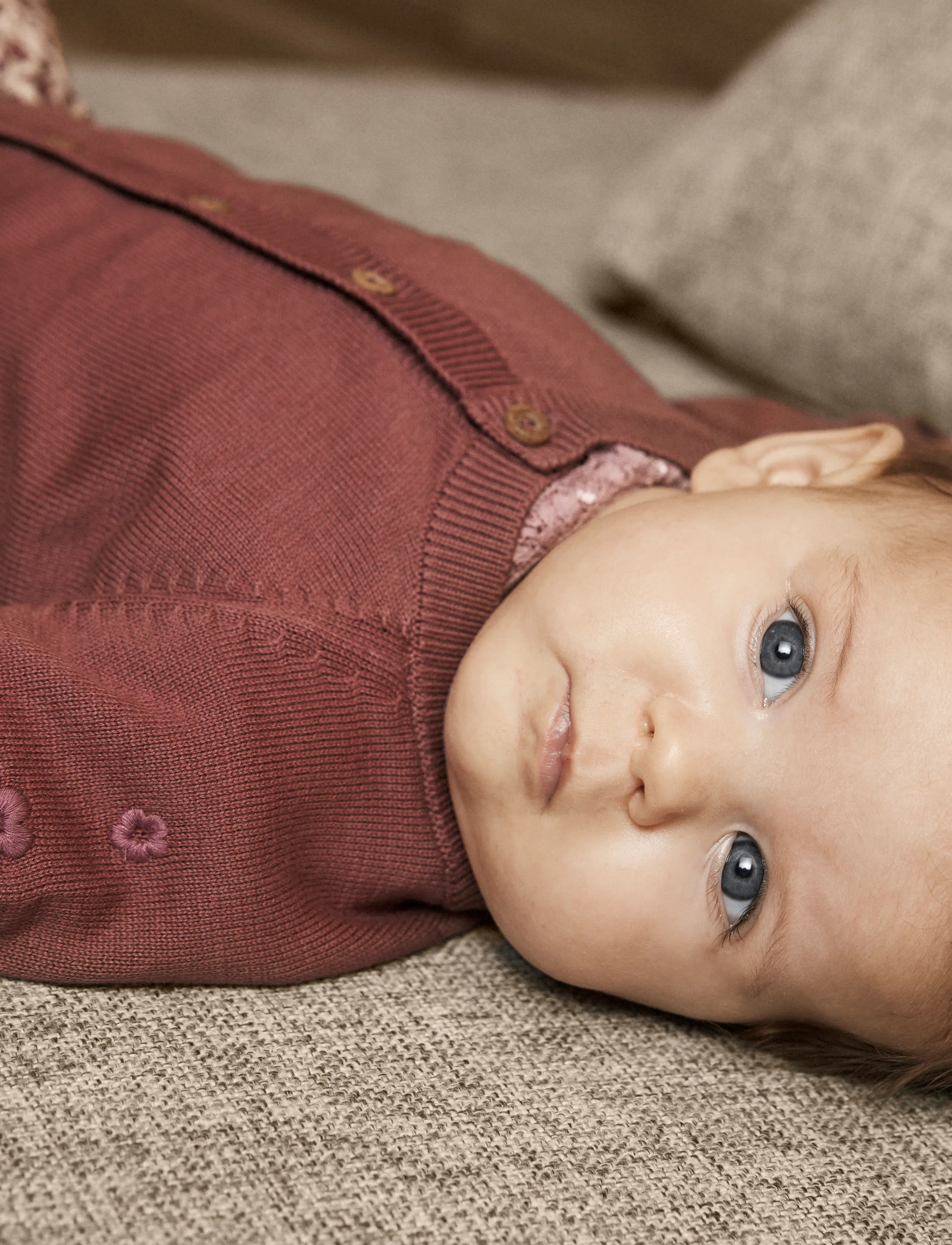 En Fant Cardigan Knit, 68, Red, Strik > Cardigans, Børn
