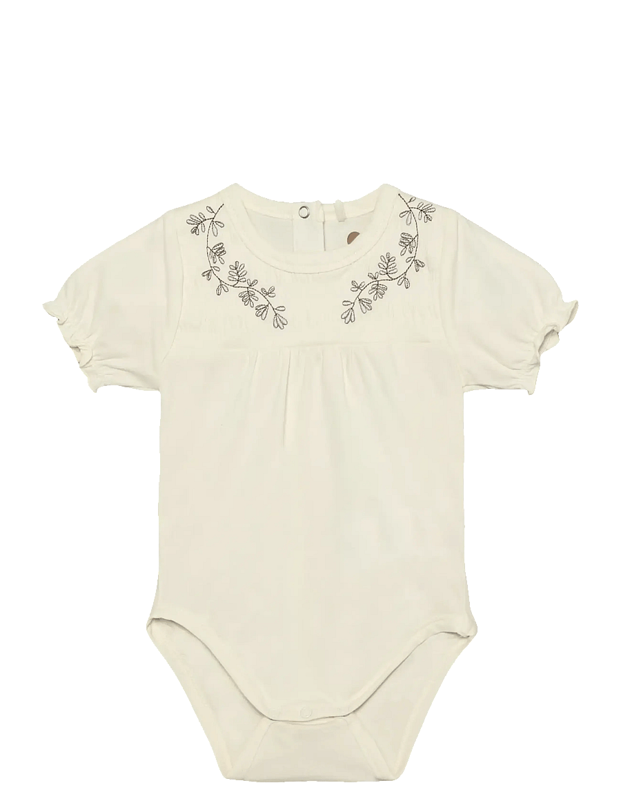En Fant - Body SS Embroidery - kurzärmelige bodys - eggnog - 0
