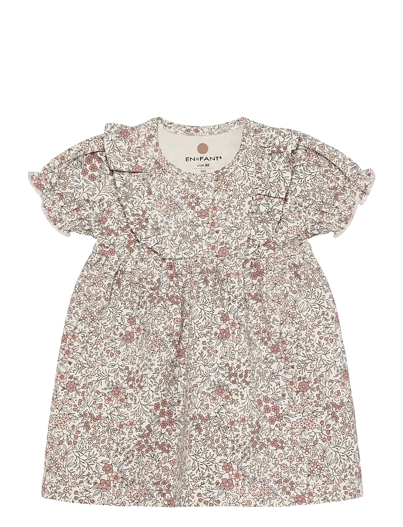 En Fant - Dress SS AOP - kurzärmelige babykleider - eggnog - 1