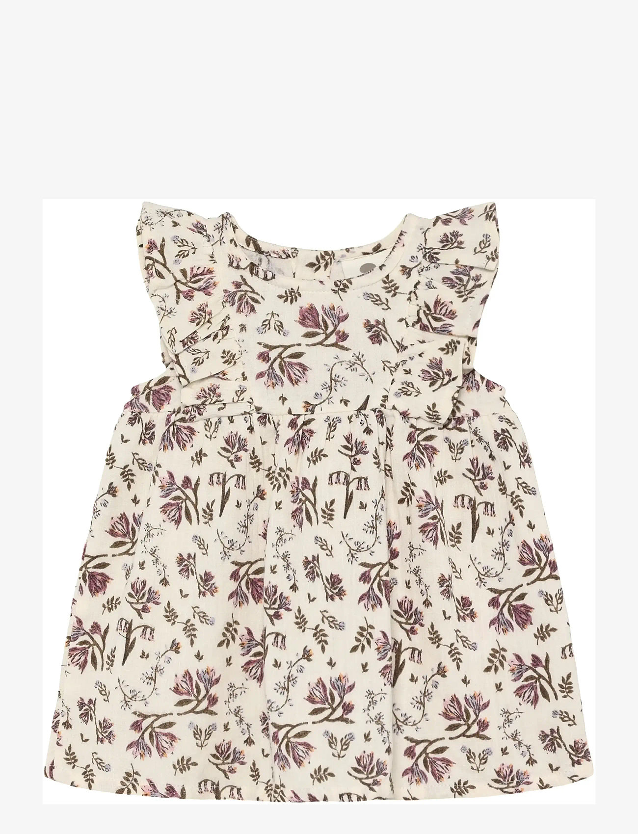 En Fant - Dress NS Floral Woven - robes pour bébés à manches courtes - eggnog - 0