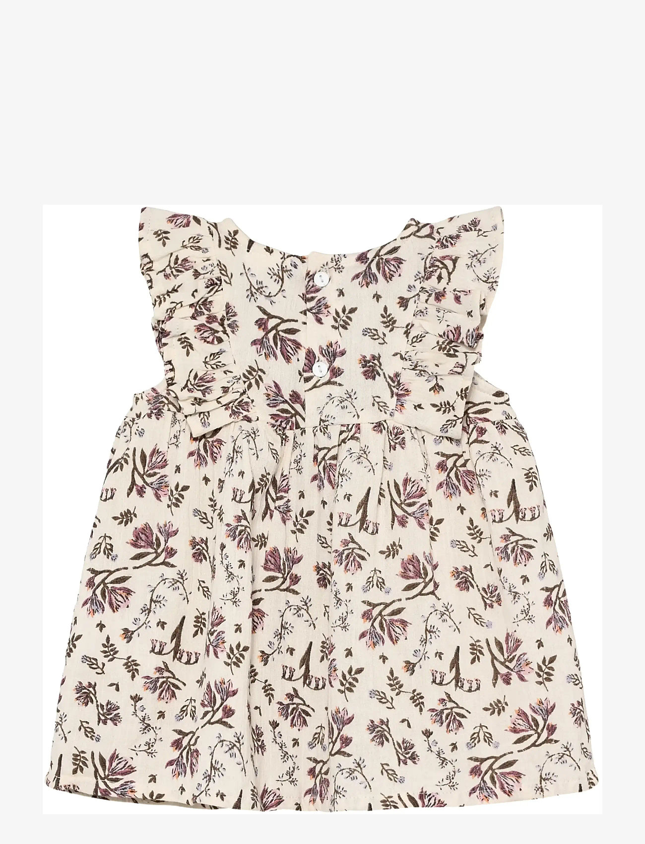 En Fant - Dress NS Floral Woven - robes pour bébés à manches courtes - eggnog - 1