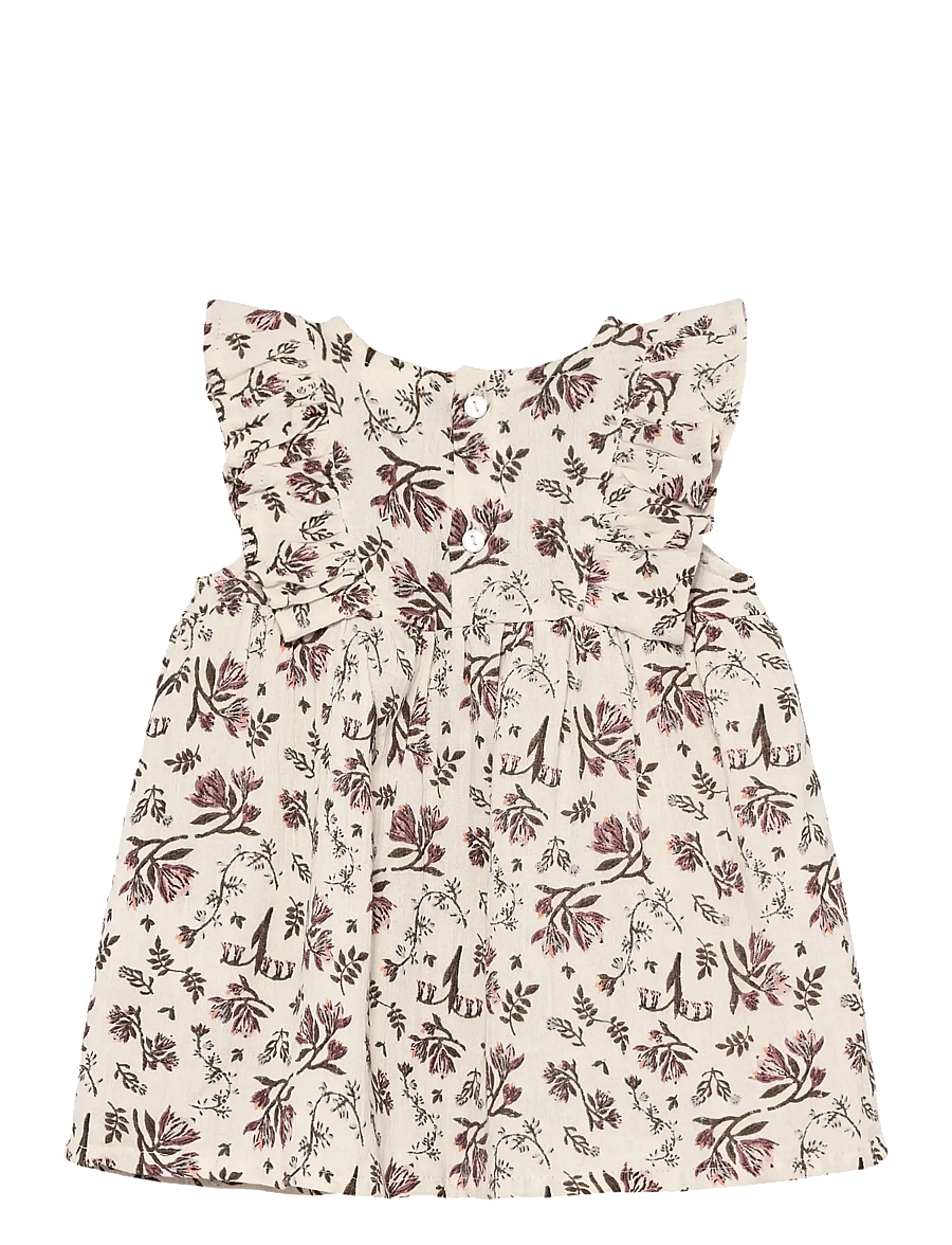 En Fant - Dress NS Floral Woven - sukienki dla dziewczynek z krótkim rękawem - eggnog - 1