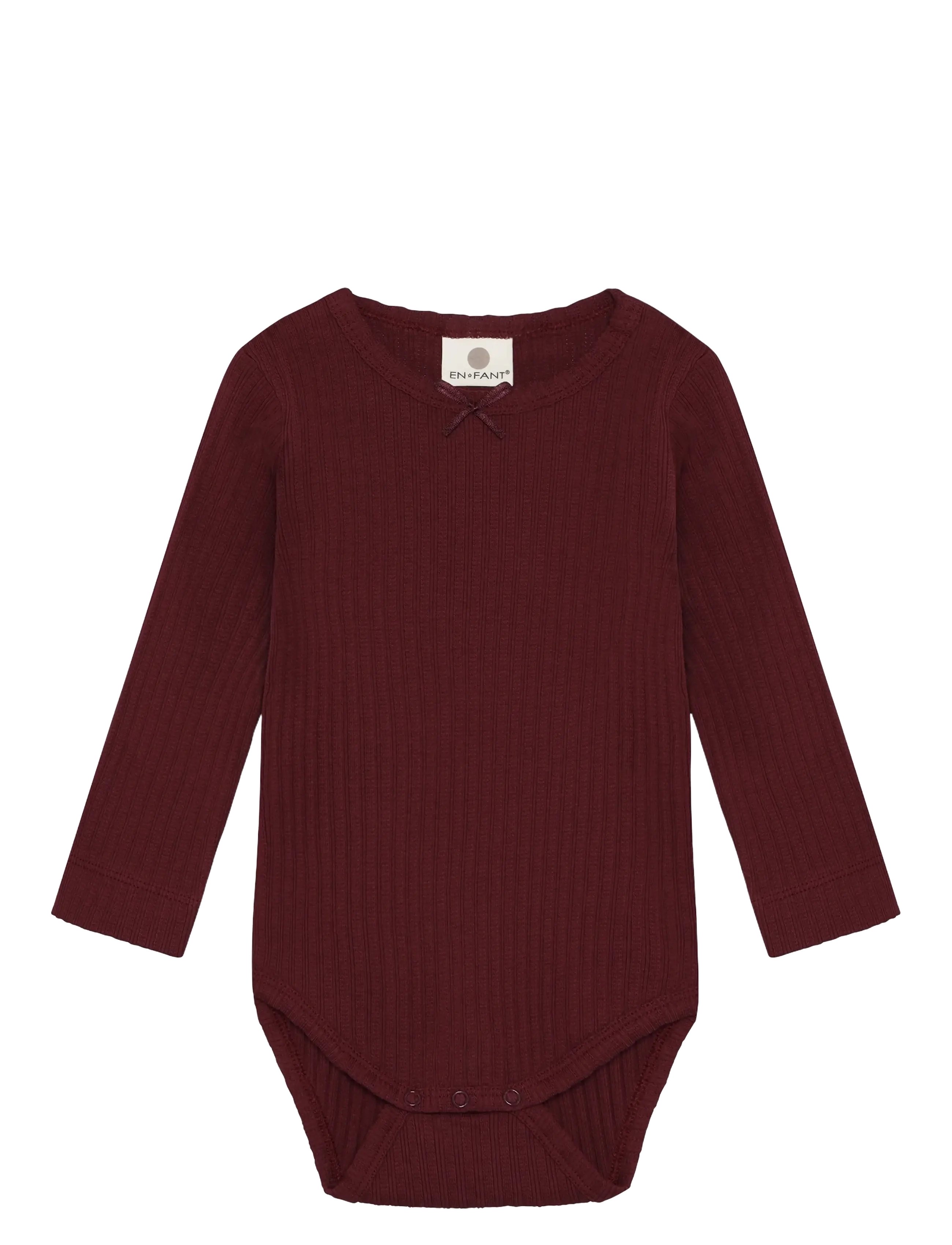 En Fant Body Ls Pointelle, 80, Burgundy, Bodys > Langærmede, Børn