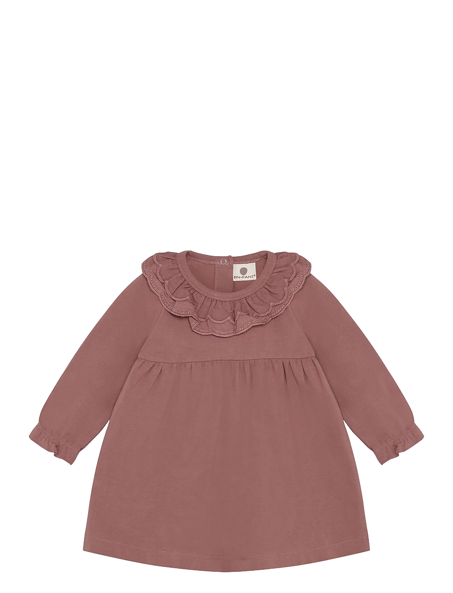 En Fant - Dress LS Collar - langärmelige babykleider - burlwood - 0