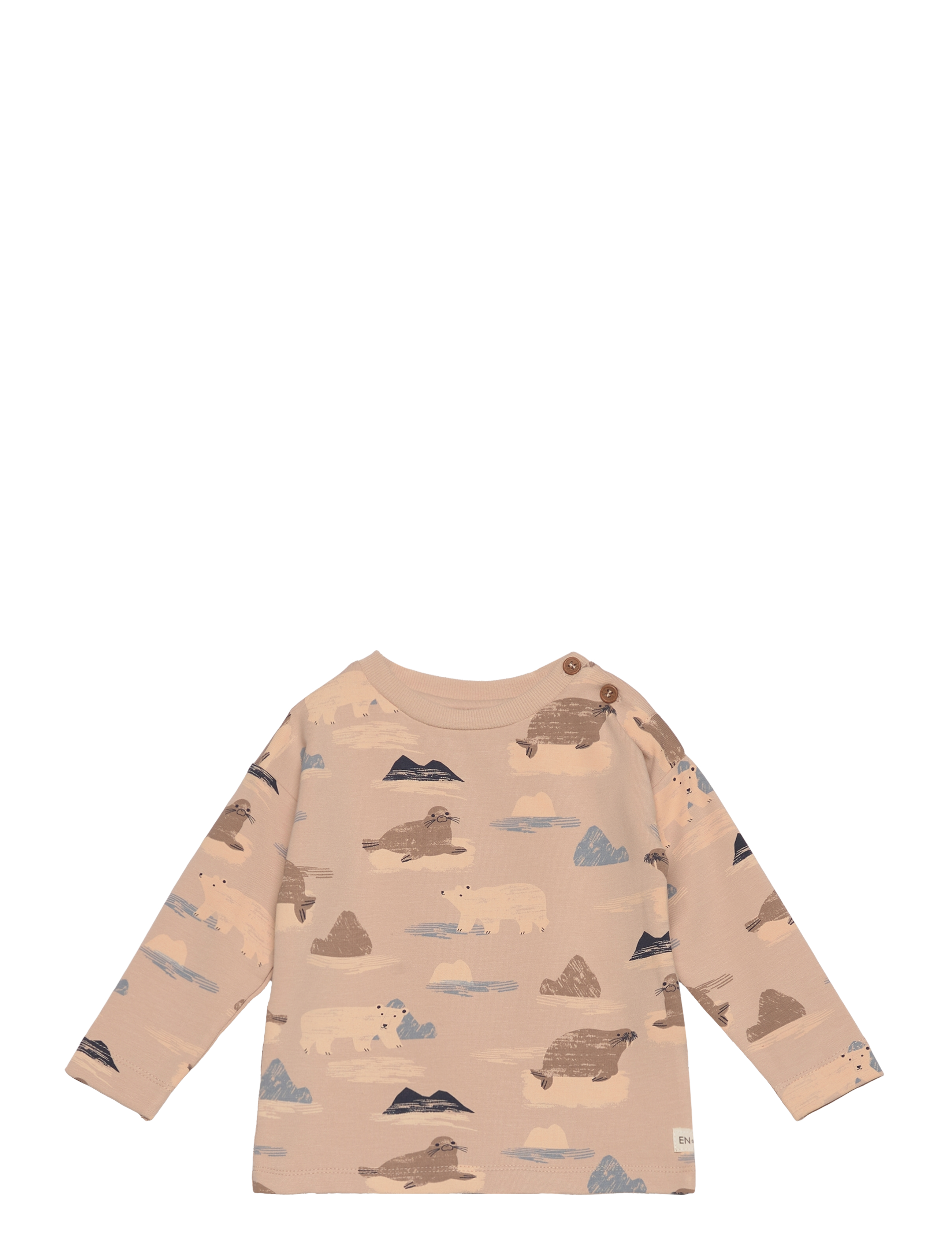 En Fant T-Shirt Ls Aop, 62, Beige, T-Shirts > Langærmede T-shirts, Børn