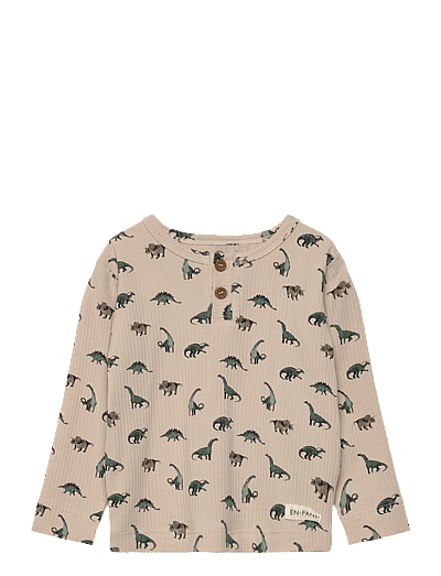 En Fant T-shirt LS Rib AOP - Toppar & T-shirts - FRENCH OAK / beige