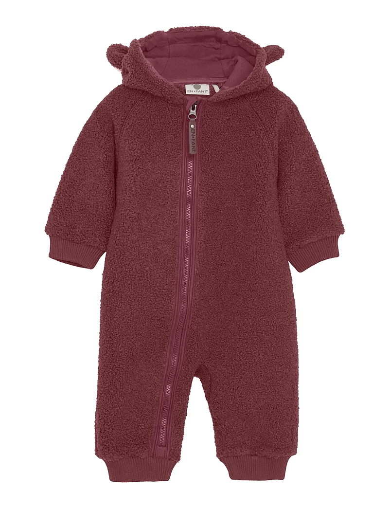 En Fant - Wholesuit Teddy - fleece overalls - roan rouge - 0