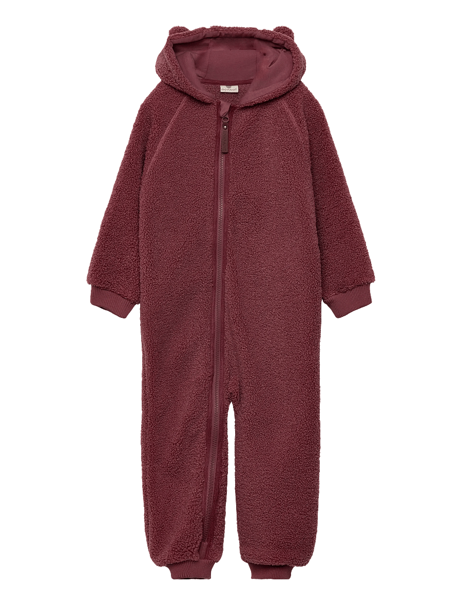 En Fant - Wholesuit Teddy - fleece coveralls - roan rouge - 0