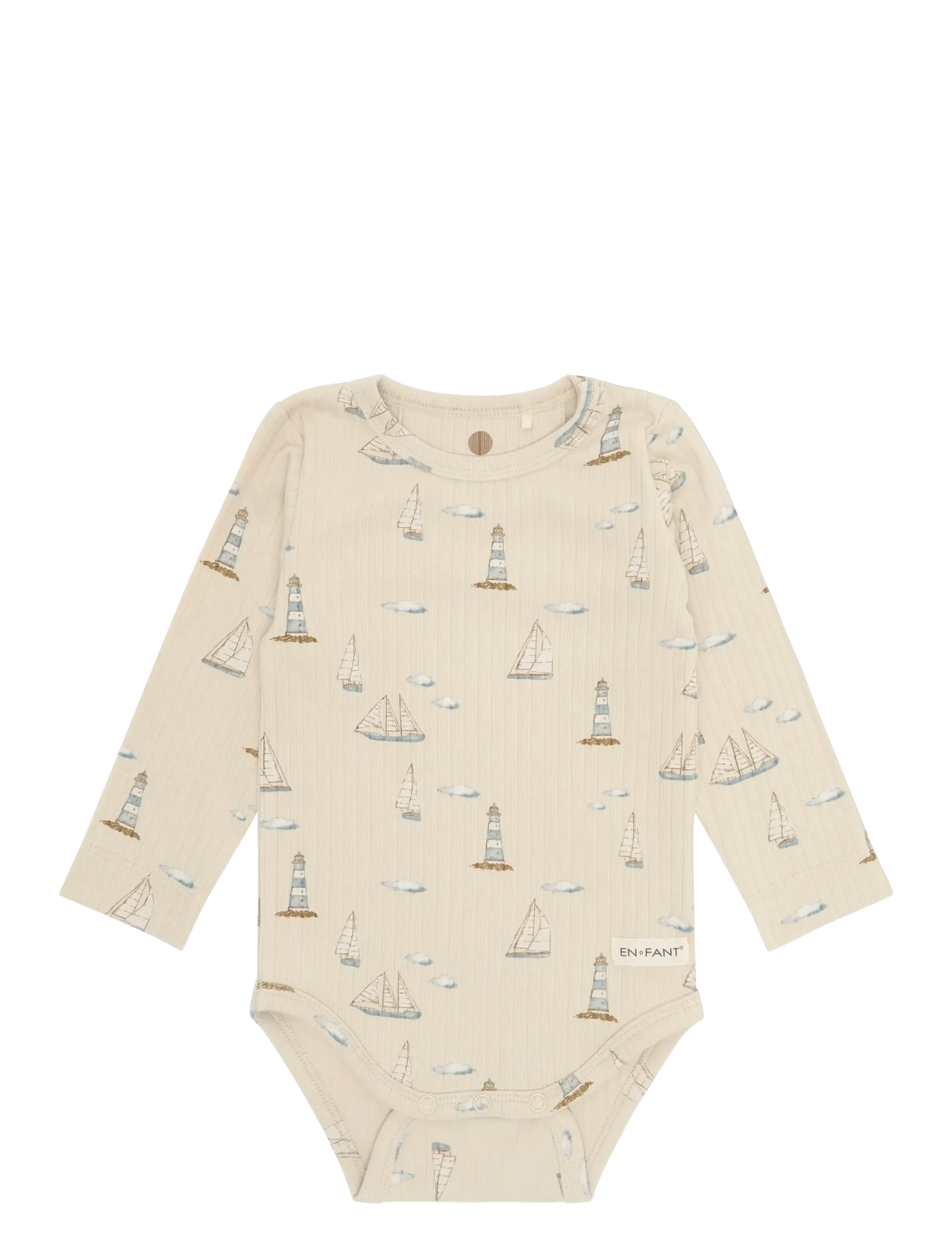 En Fant Body LS Rib AOP - Pajace - FOG / beige