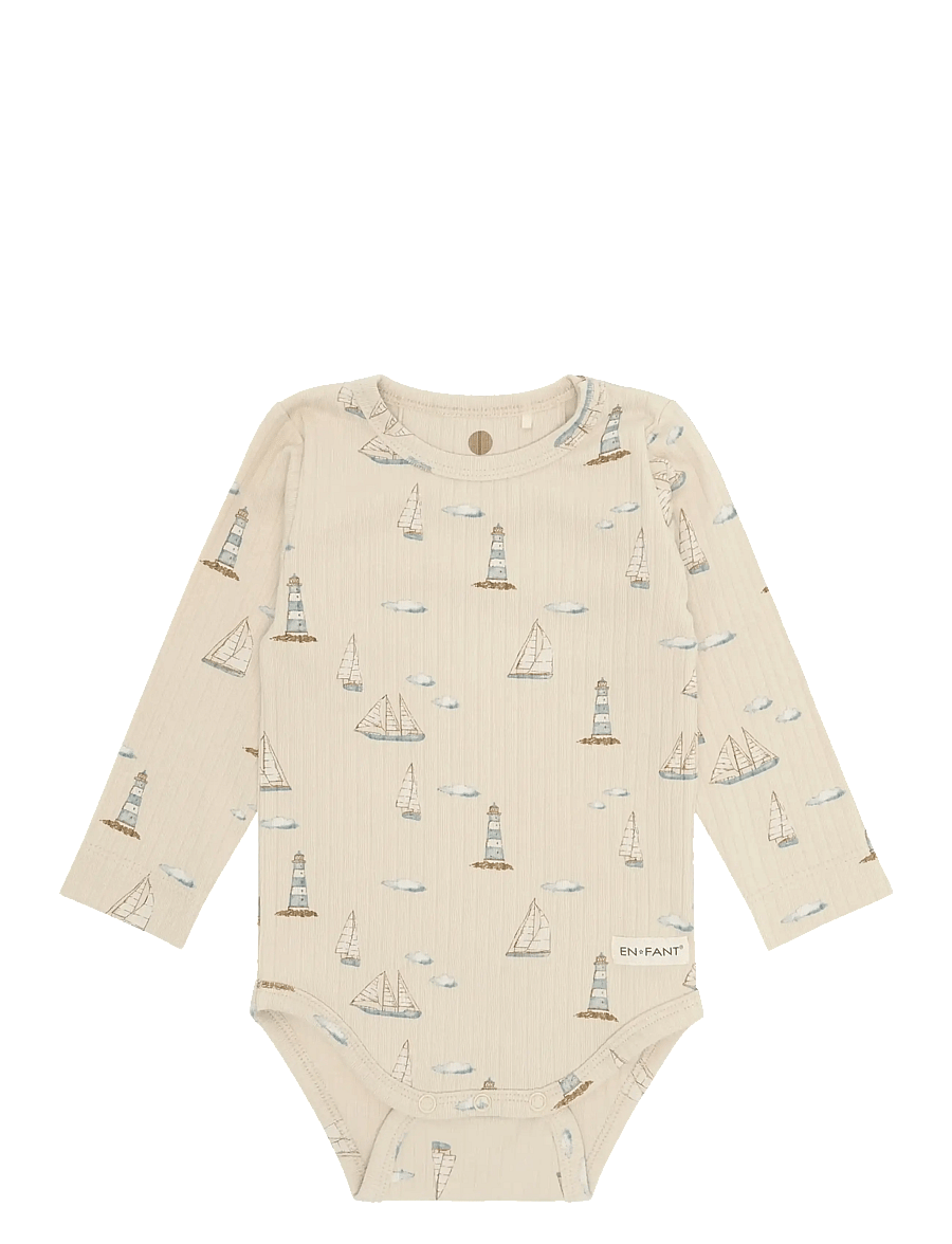 En Fant - Body LS Rib AOP - long-sleeved - fog - 1