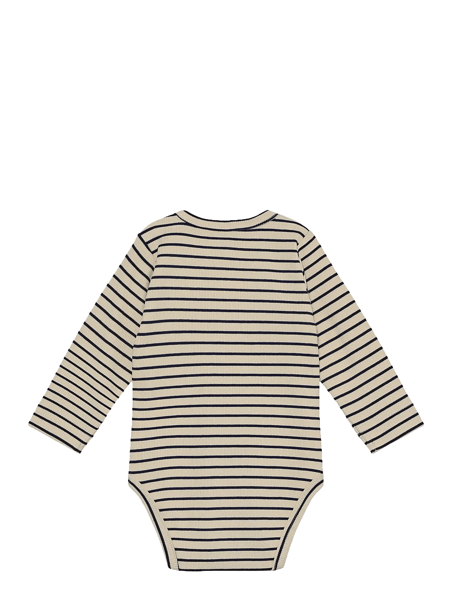 En Fant - Body LS Rib Stripe - långärmade bodies - medieval blue - 2