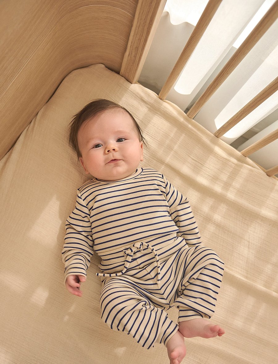 En Fant - Body LS Rib Stripe - långärmade bodies - medieval blue - 0