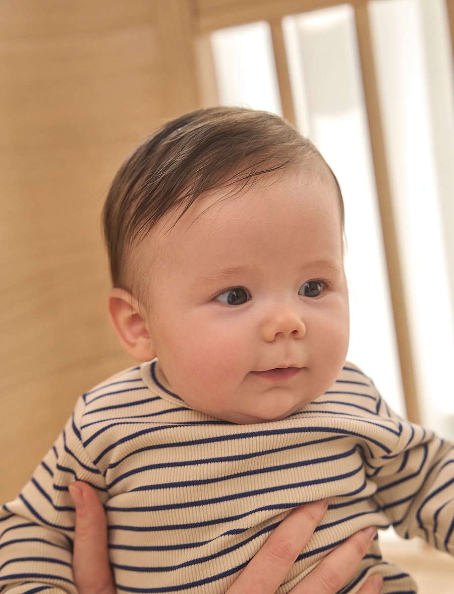 En Fant - Body LS Rib Stripe - långärmade bodies - medieval blue - 3