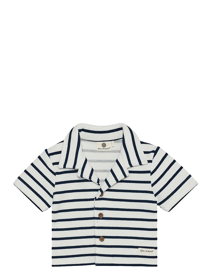 En Fant - Shirt Sweat Stripe - kurzärmlige hemden - medieval blue - 0