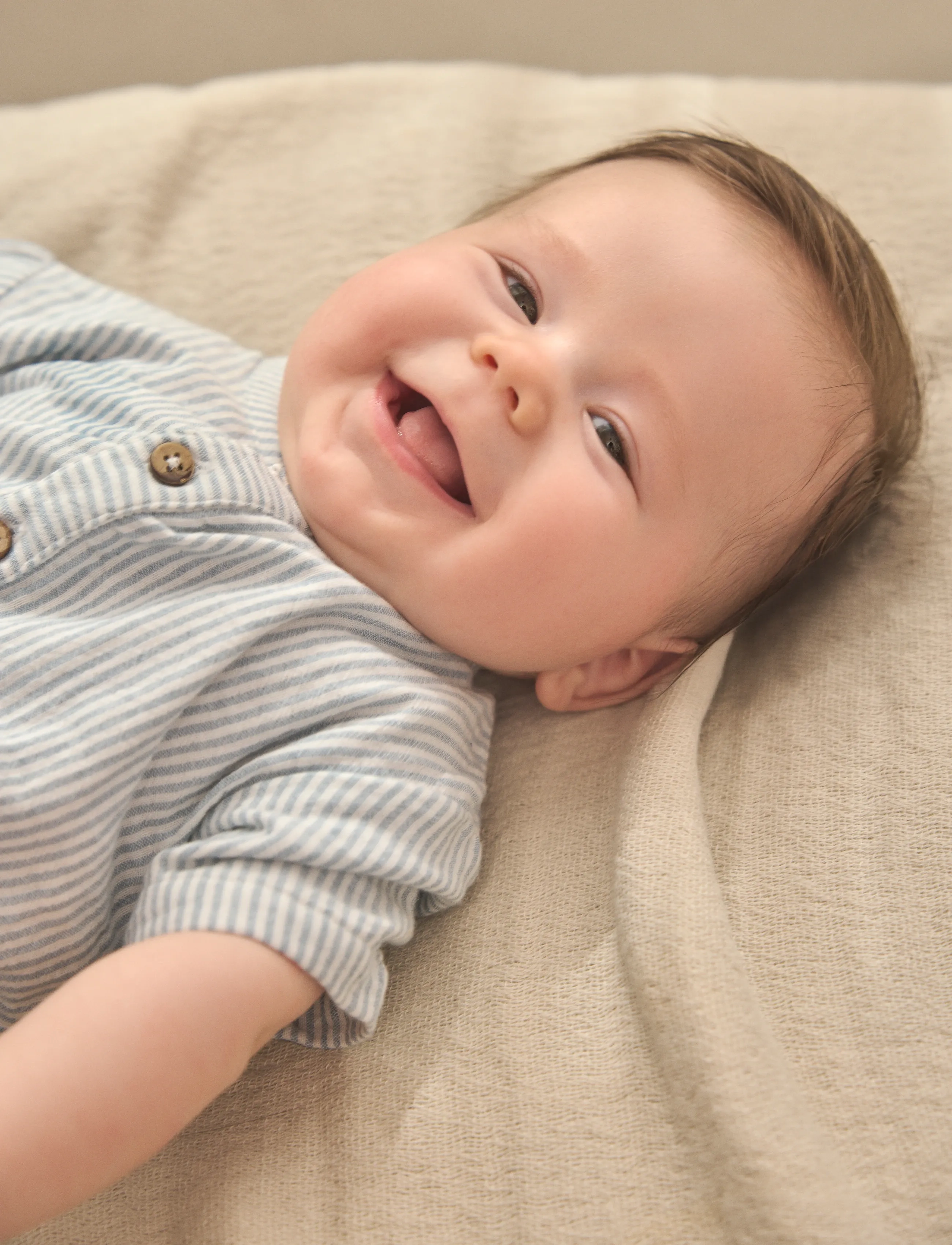 En Fant Playsuit Muslin Stripe, 68, Blue, Kroppe > Kortærmede, Børn
