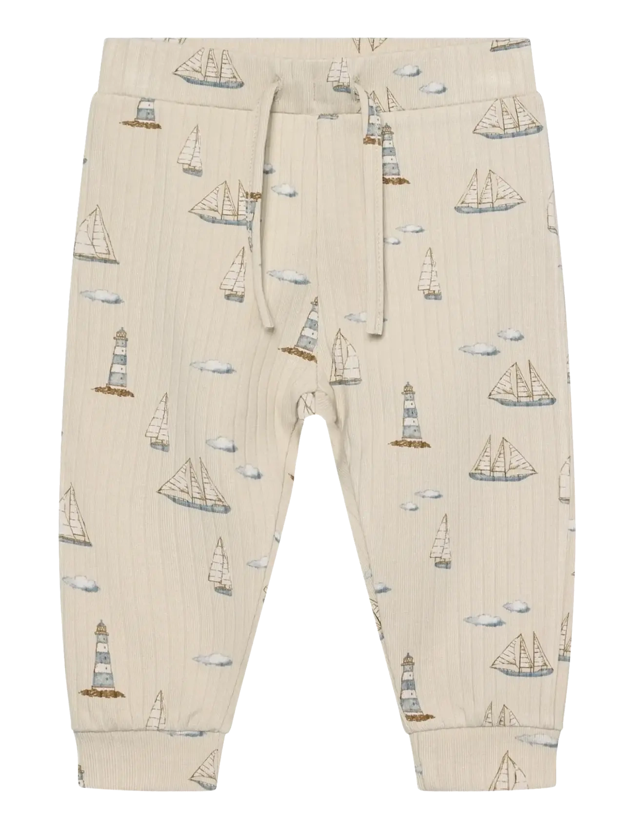En Fant Pants Rib Aop, 68, Unterteile, Beige - Sweatpants, Kinder