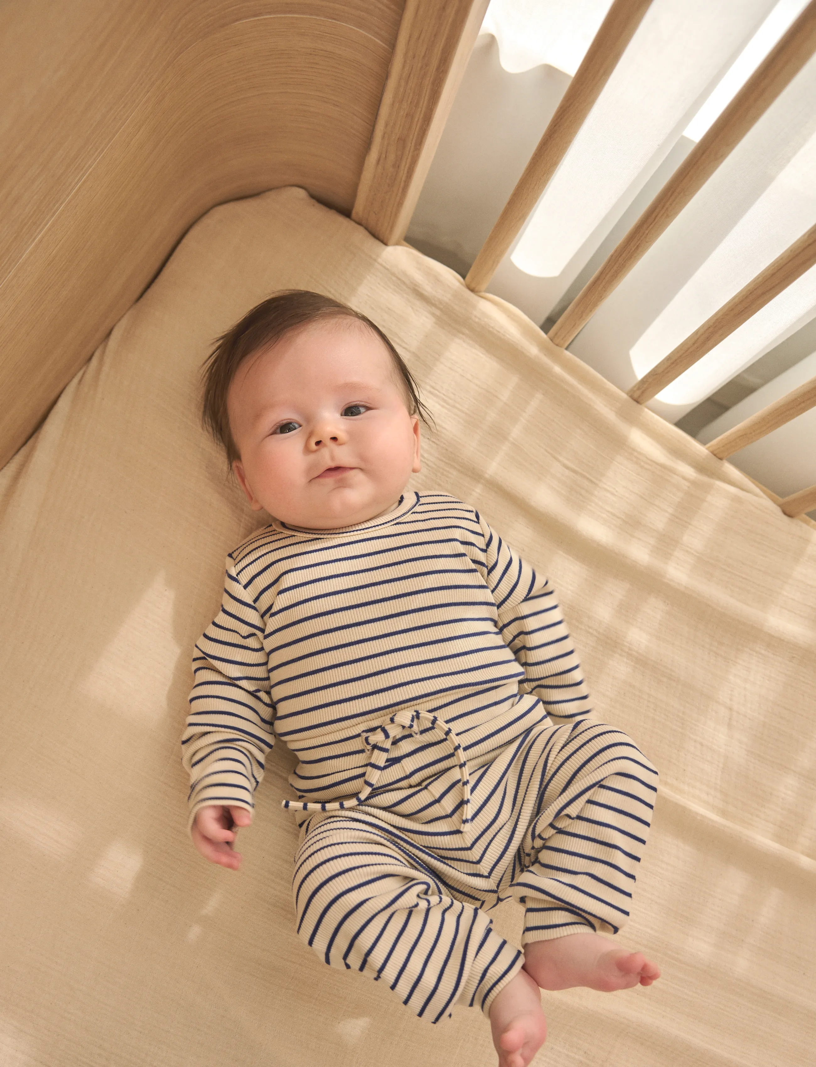 En Fant Pants Rib Stripe - Mjukisbyxor - MEDIEVAL BLUE / cream