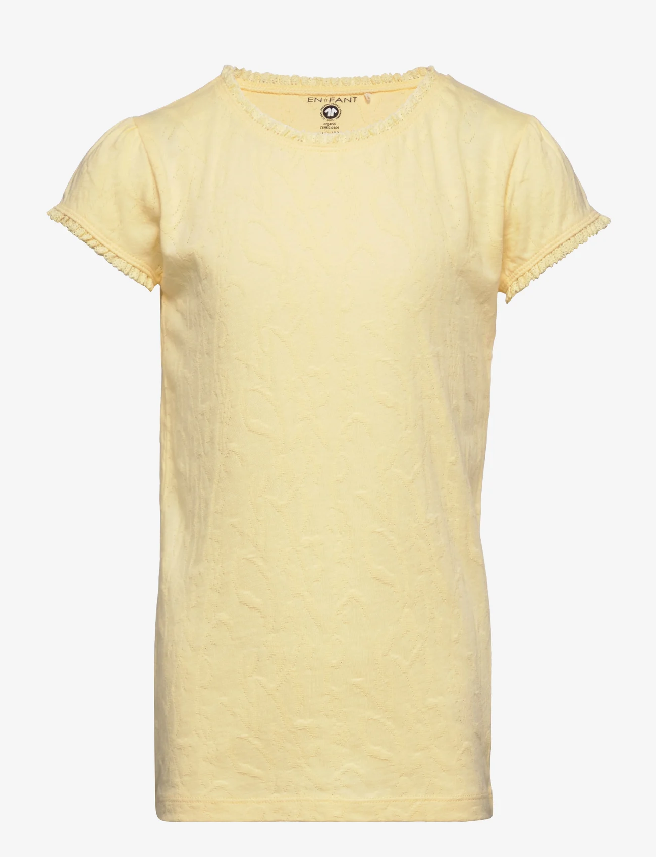 En Fant - T-shirt SS Jacquard - short-sleeved t-shirts - french vanilla - 0