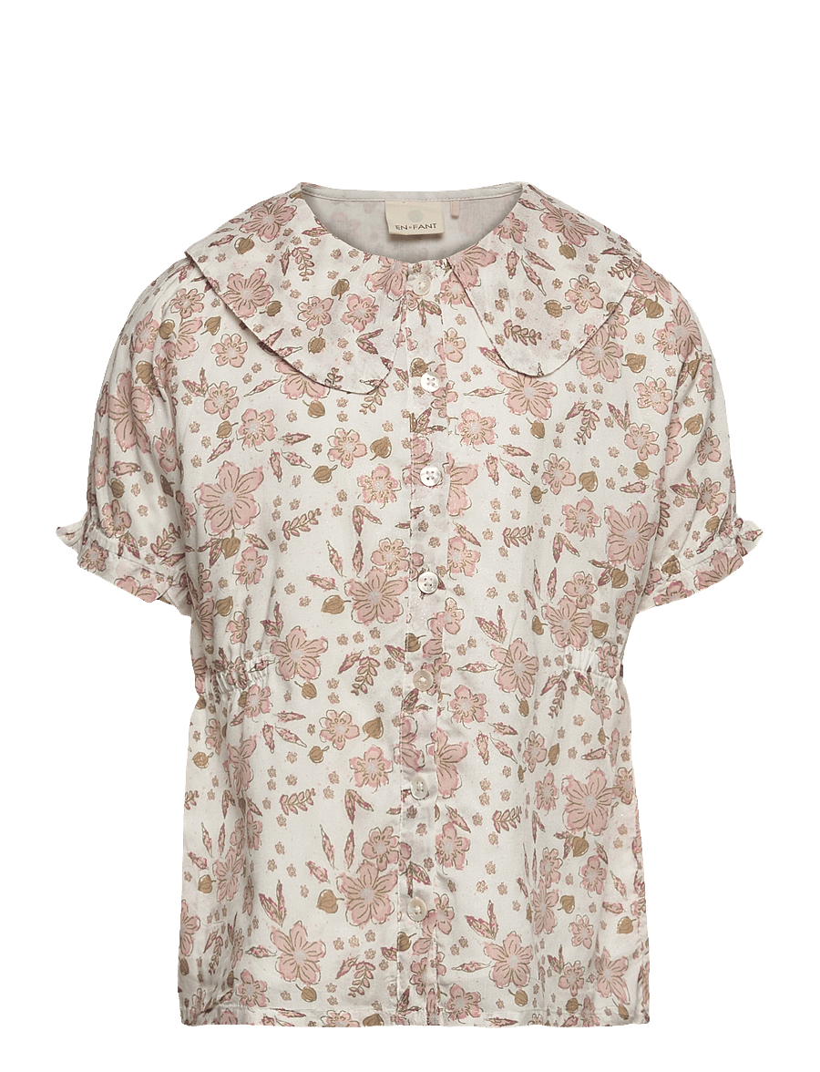 En Fant - Shirt Flower Woven - blusar & tunikor - egret - 0