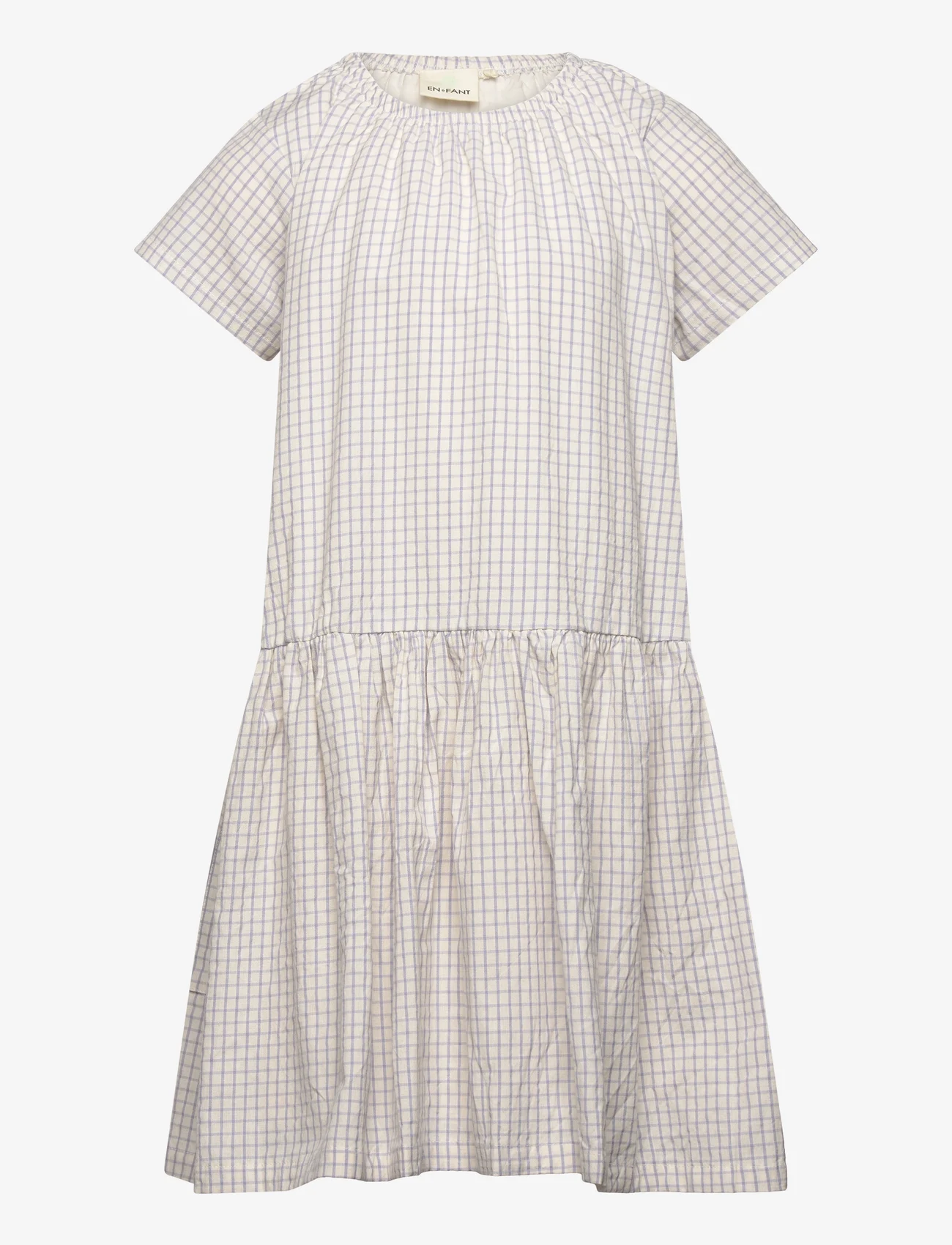 En Fant - Dress SS Check - short-sleeved casual dresses - eggnog - 0