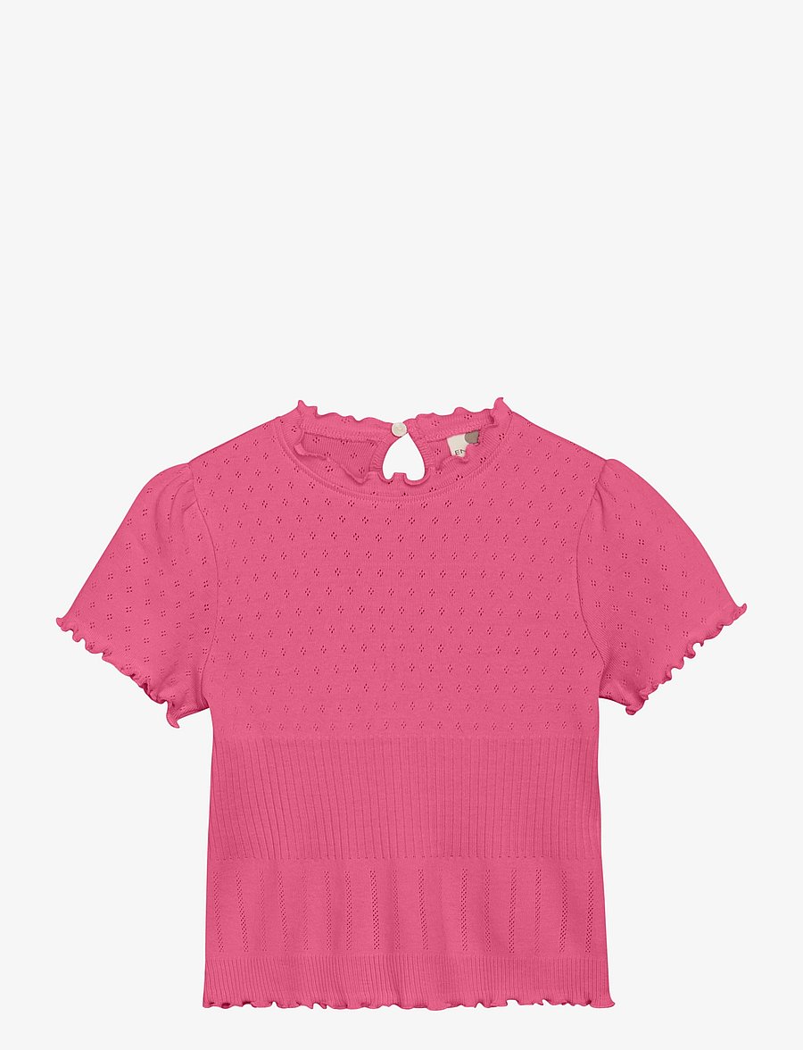 En Fant - T-shirt SS Pointelle - shocking pink - 0