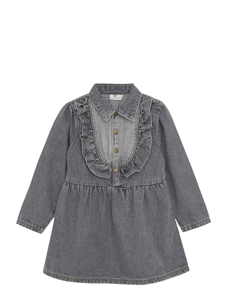 En Fant - Dress Denim - langärmelige freizeitkleider - light grey denim - 1